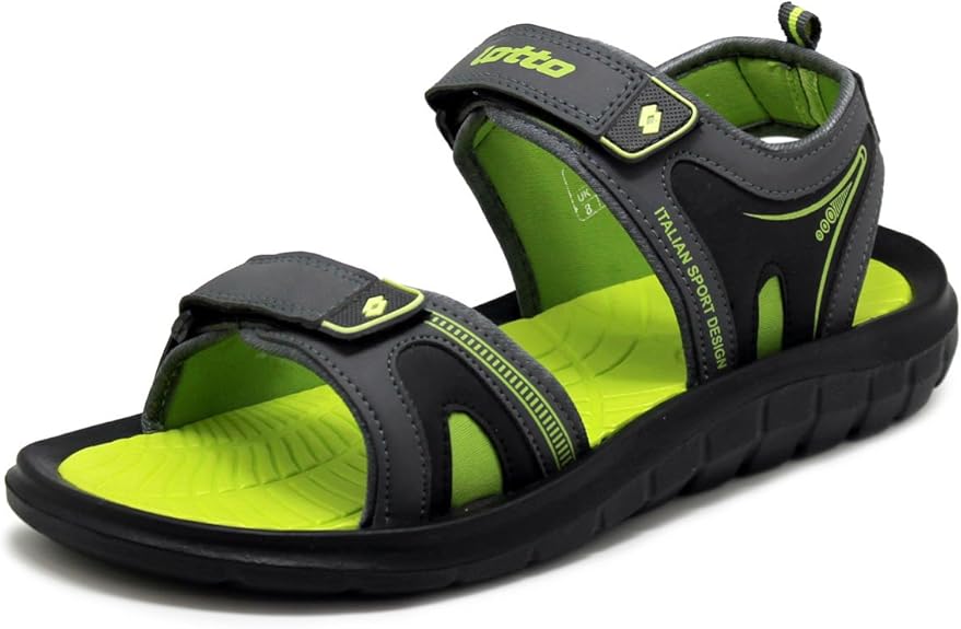 Amazon.com | Lotto Men's Cruz Darkgrey/Pgreen Sandals-9 UK/India (43 EU) (8907181757636) | Sandals