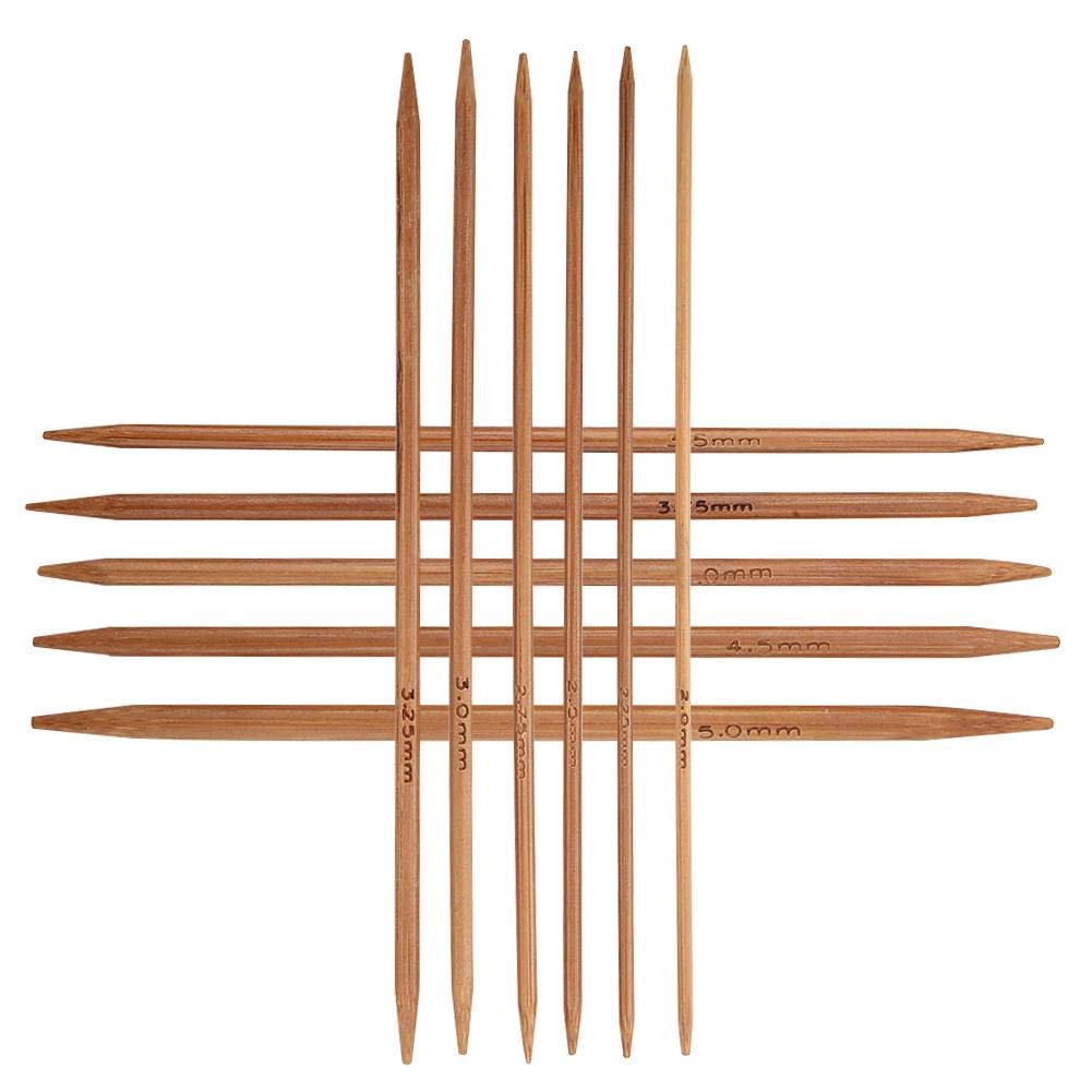 Hilitand Set of 11 Knitting Needles Set Bamboo Single Pointed Knitting Needles Carbonized Bamboo Double Pointed Needles Set in 11 Sizes (5.1in/13cm) Knitted Suit for DIY Crafts