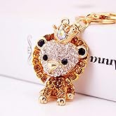 Grtdrm Cute Lion Shape Crystal Rhinestone Sparkling Keychain Bag Pendant Handbag Charm for Women Girls