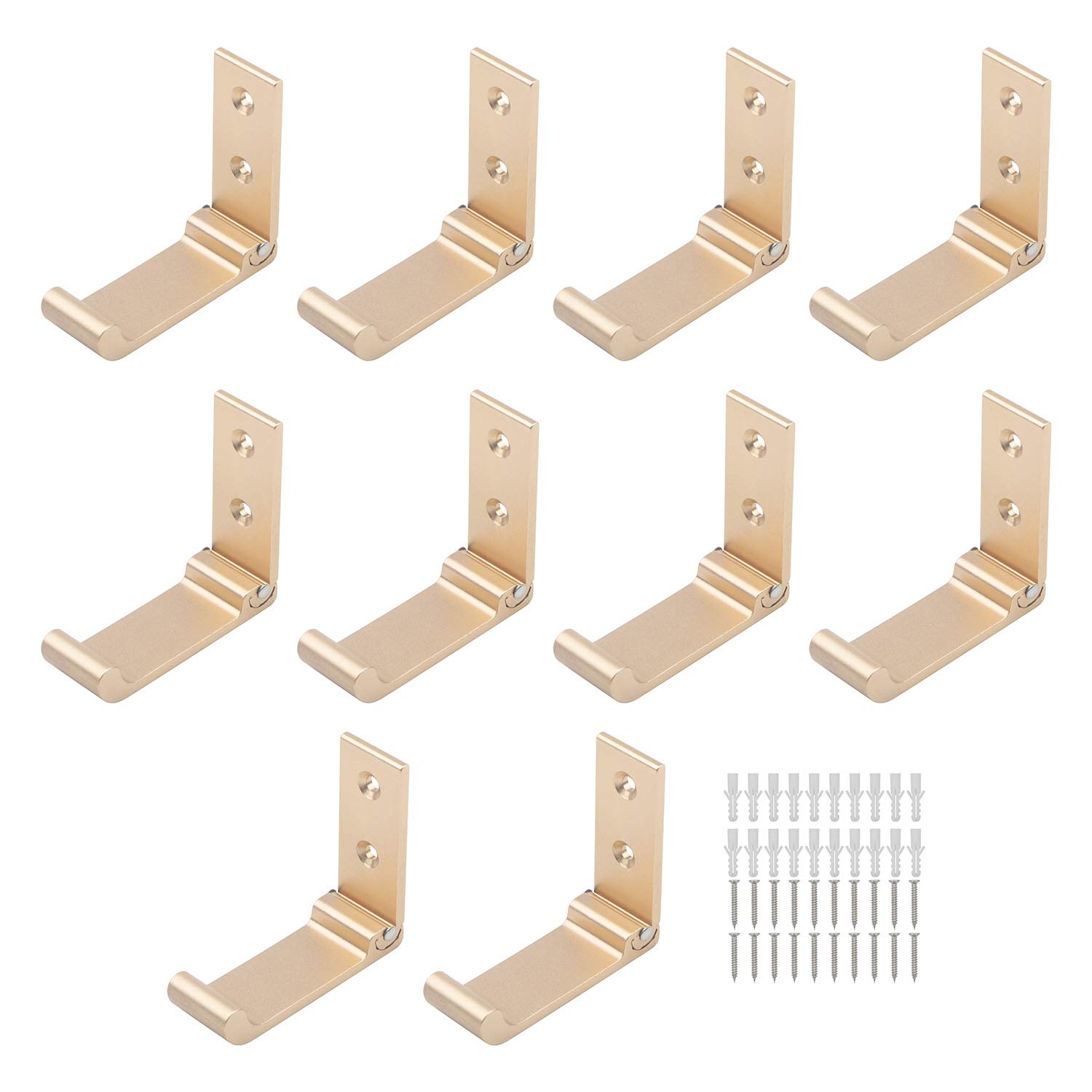 Pxyelec Foldable Wall Mounted Hooks Aluminum Alloy Foldable Wall Hook Headphones Holder Coat Hook Creative Clothes Hook for Kitchen Bathroom Bedroom, Pack of 10