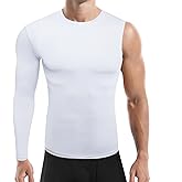 GENEMEN Mens One Arm Sleeve Compression Shirt 1/2 Long Sleeve Base Layer Sports Workout Basketball Top