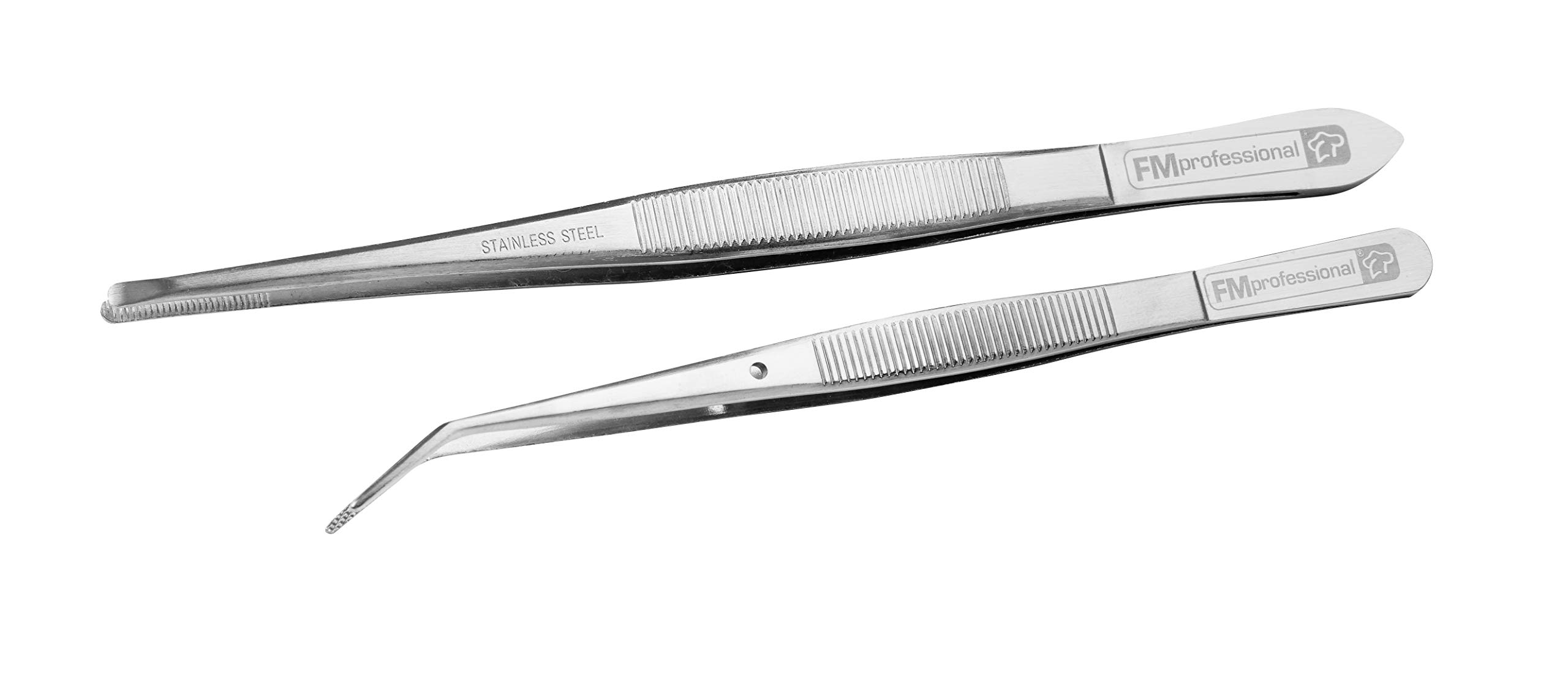FMprofessional 2 Serving and Decorating Tweezers, Stainless Steel, Silver, 50 x 50 x 20 cm