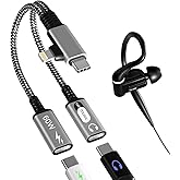 Dual USB C Headphone and Charger, 2 in 2 USB C and Lightning Splitter with PD 60W Charger, Dual USB C Splitter Audio and Char