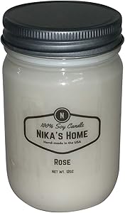 Nika's Home Rose Soy Candle - 12oz Mason Jar