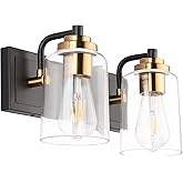 SOLFART 20.1 Inch Black Vintage Bathroom Vanity Light Fixtures Fixtures with Modern Glass Globe Shade Metal Brass Wall Lamp 2