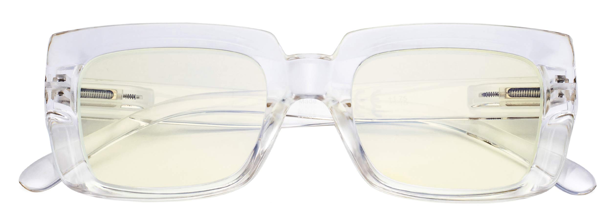 CessBlu Ladies Oversized Blue Light Filter Glasses Blocking UV Rays Computer Readers for Women Reading Oprah Style (Transparent)