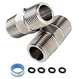 vattceel (2 Pack) 1/2 npt nipple and 1/2 stainless