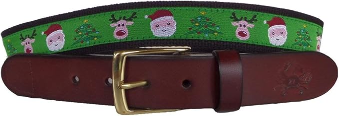 No27 Christmas Season Leather Style Belt, Ribbon Belt, Webbing Belt