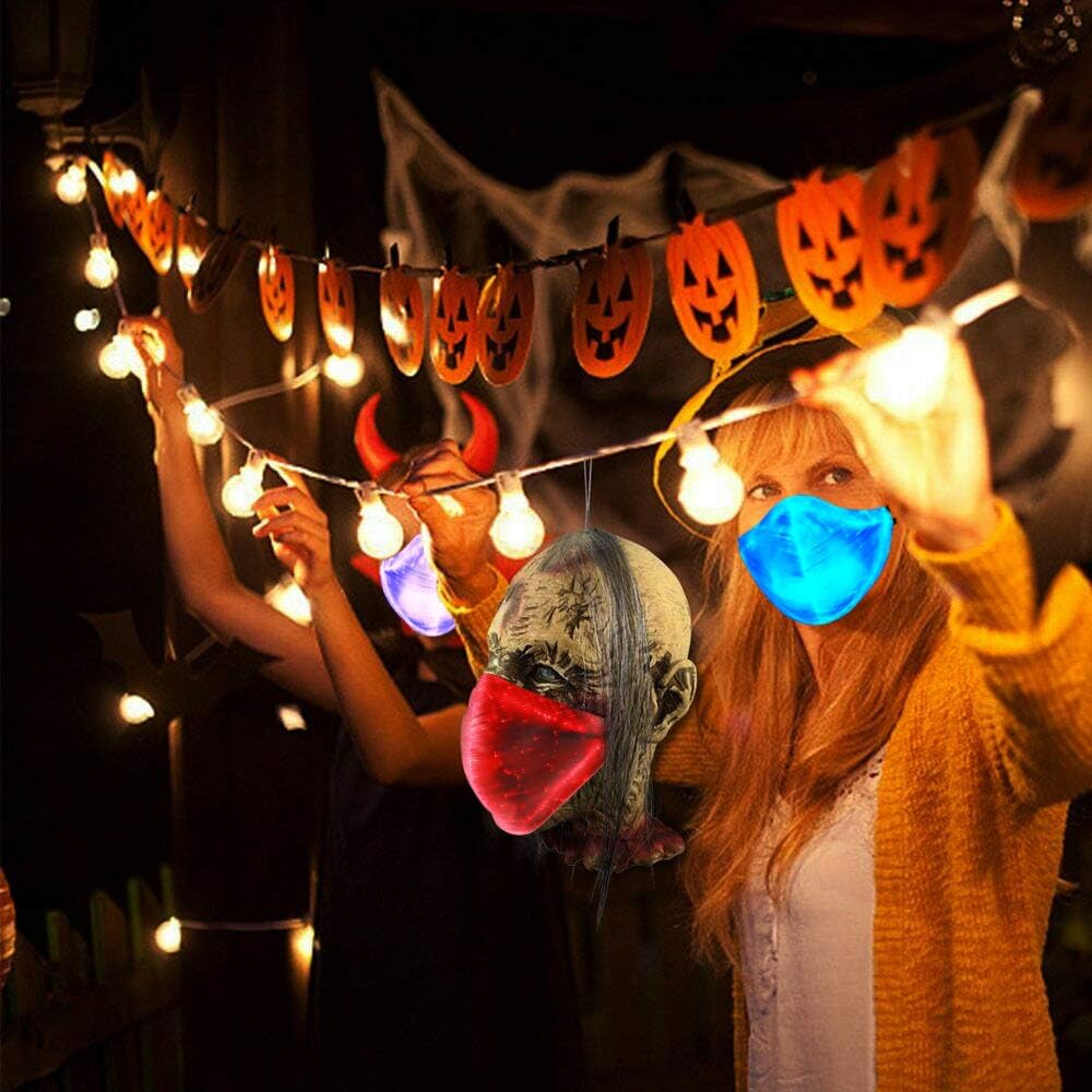 LED Rave Mask Light Up Mask Glowing 7 Colors Luminous ,USB Rechargeable for Costumes Party Christmas Halloween for Men Women Childs Face Mask: Clothing