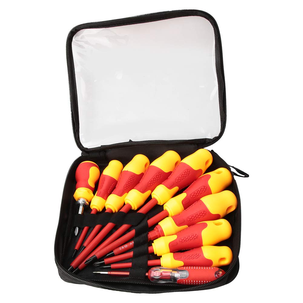 Insulated Screwdriver Set, Multi-Function Screwdriver Red & Yellow Cross Screwdriver in Holes Handle Head Coated,Screwdriver Set