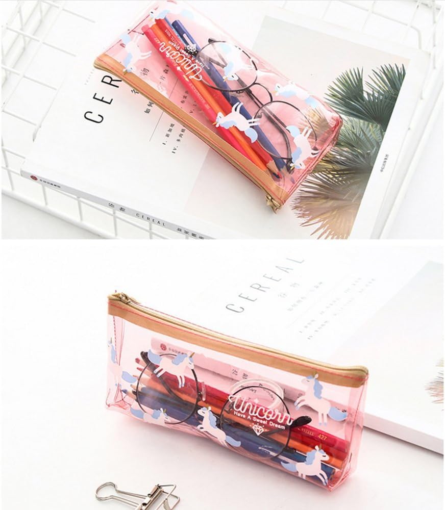 Amazon Formemory 文具ケース ふでばこ トラベルポーチ ペンケース 4個セット 文房具 収納 筆箱 収納ポケット 持ち運び スリム 大容量 ファッション 軽量 ユニコーン 透明 鉛筆袋 入学入園 用品 シンプル おしゃれ 机上用品 小物入れ ファスナー 筆袋 ペンケース