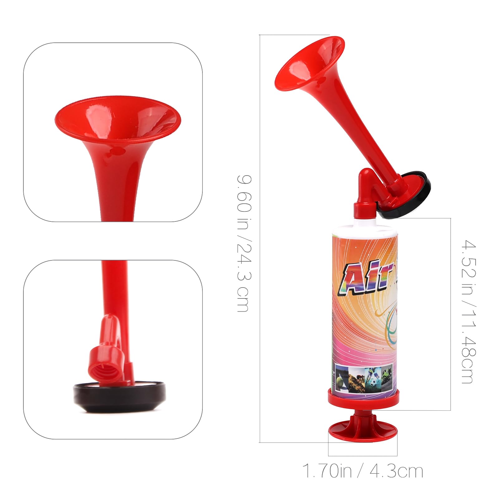 FARBIN Loud Air Horn Handheld Pump Air Horn Noisemakers for Kids Birthday Party, Football Match Sporting Events, Festival Celebrations, Fog Warning Horn Trump, 2pcs (Mini handheld horn 2pcs)