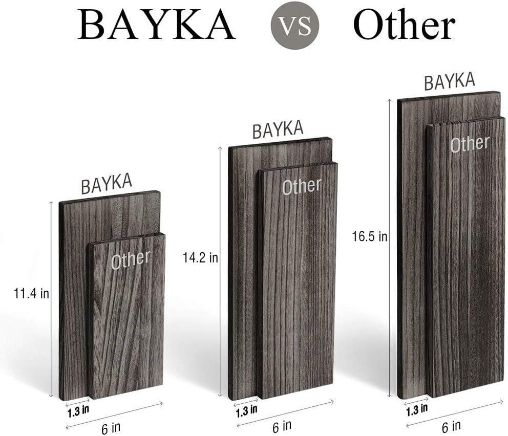 BAYKA Floating Shelves Wall Mounted, Rustic Wood Wall Shelves Set of 3 for Bedroom, Bathroom, Living Room, Kitchen (Grey): Home & Kitchen