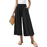 Bestbee Womens Capri Palazzo Pants Dressy Casual Wide Leg Pant Gaucho Capris with Pockets