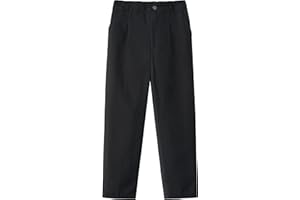 LOLANTA Boys Dress Pants Kids School Uniform Pants Slim Fit Formal Trousers with Belt Loops, Pleated, Elastic 4-14 Years