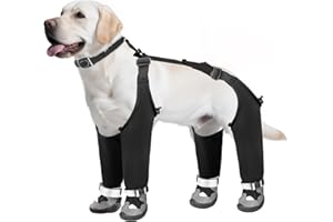 GIIYOE Dog Suspender Boots, Waterproof Dog Rain Boots, Puppy Snow Shoes for Winter, Anti Dirt Pants with Shoes, Adjustable Suspender Pants for Outdoor Walking & Paw Protectors
