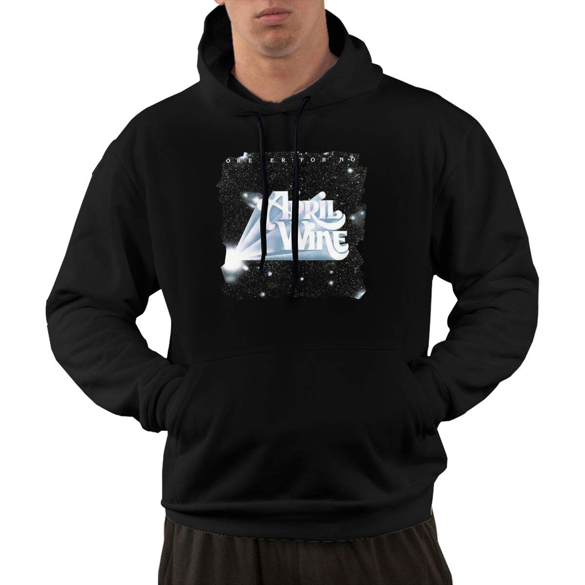 Erman S Pullover Retro Black Print April Wine Logo Hooded Shirts With Pocket 