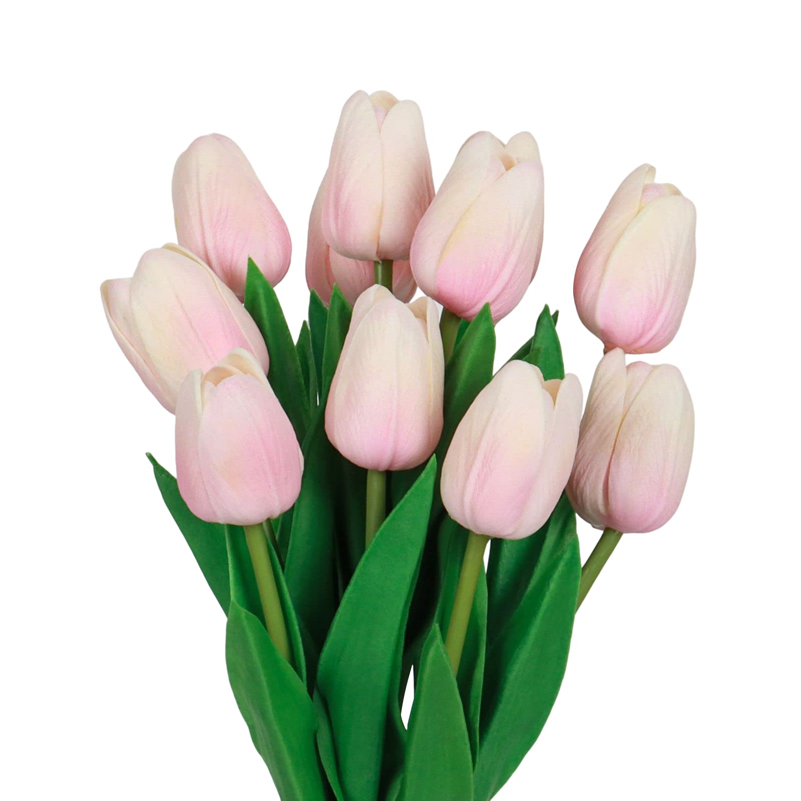 VaryFloral Artificial Tulips Flowers 10pcs Pink Real Touch Fake Tulips Faux Tulips Real Touch Latex Artificial Tulips Faux Tulip Latex Material for Wedding Hotel DIY Home Garden Party
