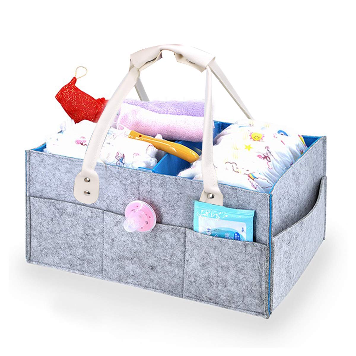 SbuyCoo Baby Diaper Caddy Organizer, Nursery Diaper Storage Bin, Wipes, and Toys, Newborn Registry Must Have, Large Portable Bin for Nursery Room
