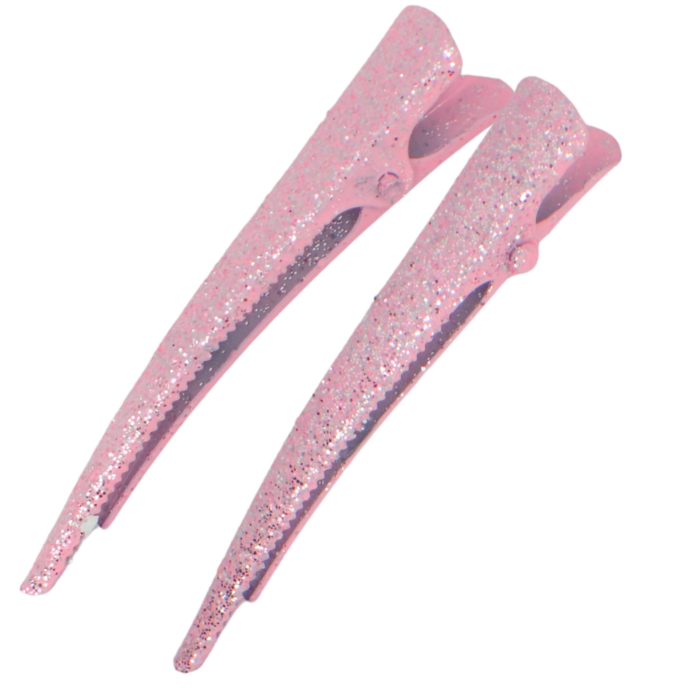 Topkids Accessories 6cm Hair clips for girls, Duckbill/Beak/Concorde design, Sectioning Hair Clips, Hair Accessories for Women, Hair grips, Hairdressing clips (Glitter Pink)