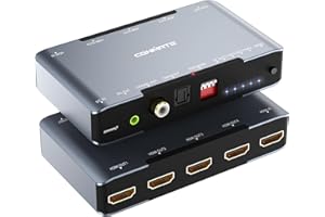CENMATE 8K@60Hz HDMI Splitter 1 in 4 Out, HDMI 2.1 Splitter Supports 4K@120Hz, EDID, 48 Gbps, VRR, ALLM, 3D, HDR 10, HDCP2.3, Dolby Vision Atmos, Audio Extractor, NO ARC