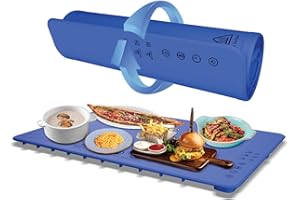 Warming Mat for Food: Portable 10s Fast Heating Electric Warming Tray Rollable Silicone Heating Mat for Food Adjustable 3 Lev