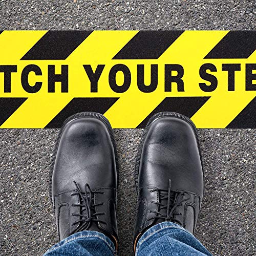 5 Pack Watch Your Step Warning Sticker Adhesive Tape Anti Slip Abrasive Tape for Workplace Safety Wet Floor Caution, 6 by 24 Inches - Thumbnail 6