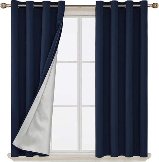 Amazon Com Deconovo Black Blackout Curtains With Backside Silver