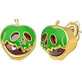 Poison Apple Earrings 925 Sterling Silver Evil Queen Earrings Apple Skull Face Jewelry Gift Cosplay for Evil Queen Accessories for Women Men