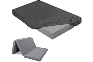 Breling Fitted Sheet (Sheet Only) Compatible with Milliard Trifold Mattress Folding Mattress Fitted Microfiber Bedsheet for Camp Bunk Rvs Bed(Queen,4'',Dark Gray)
