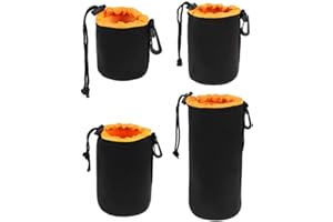 AIToWisely 4 Pack Camera Lens Pouch Set (Small, Medium, Large, X-Large), Thick Protective Neoprene Bags with Drawstring Desig