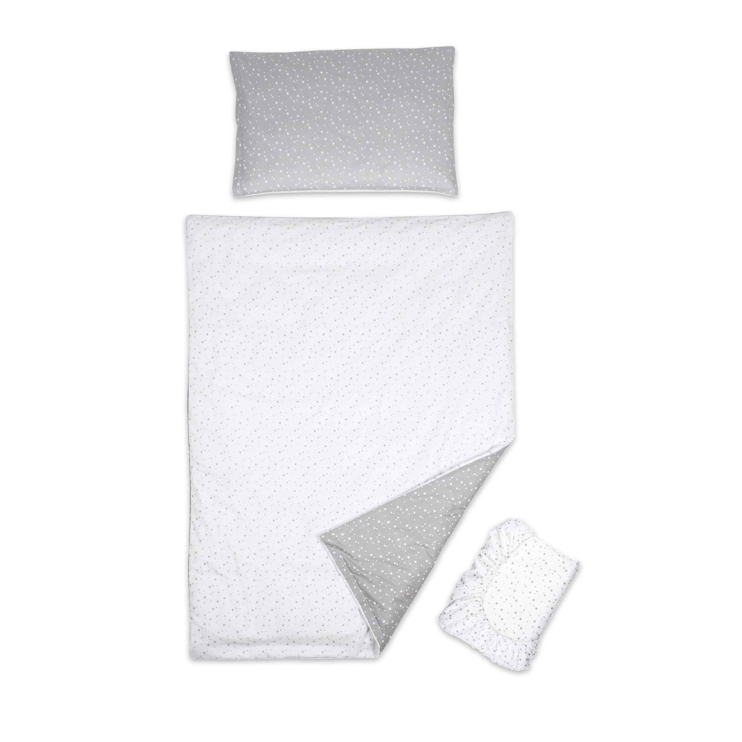 3 piece set Duvet Cover Pillowcase and Fitted Sheet for 120x60 cm Baby Cot Bed 12M+ (Small Stars) โ image 1