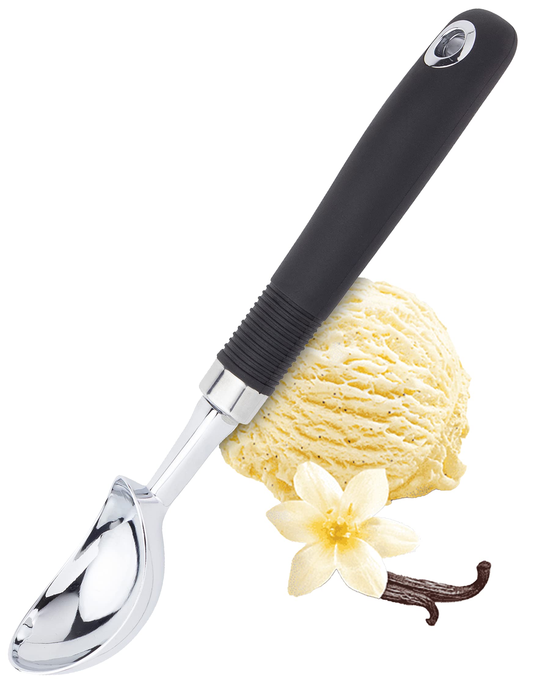 Sabatier Professional Ice Cream Scoop - EasyTo Use Spoon. Strong Stainless Steel Core and Soft Grip Handle. Dishwasher Safe. 25 Year Guarantee.