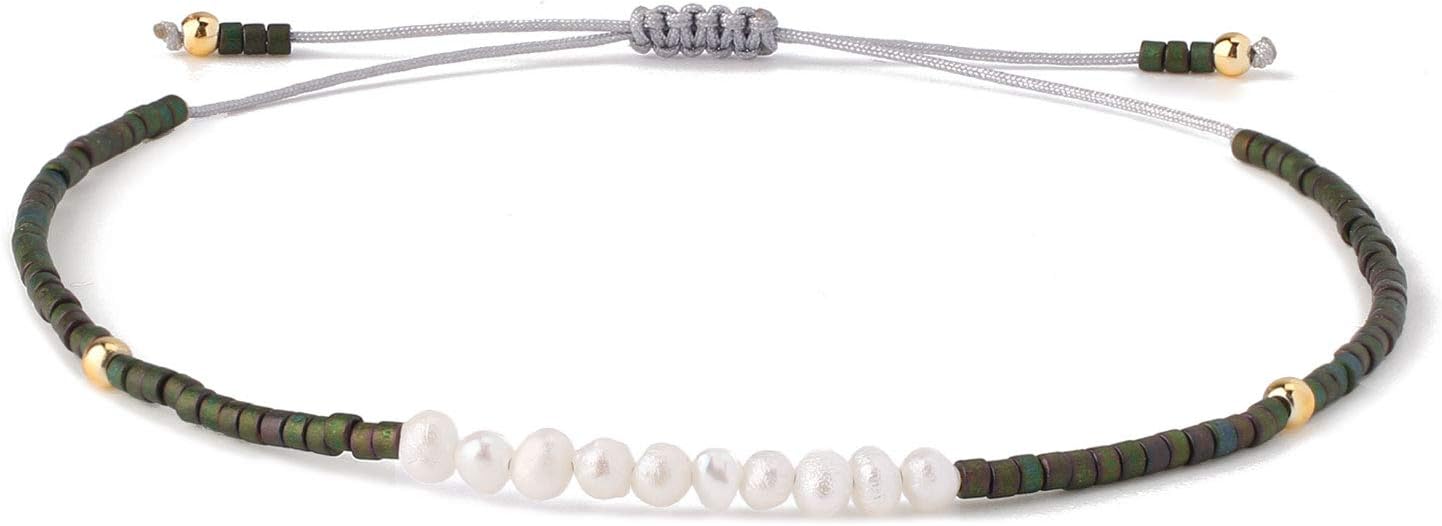 KELITCH Women Bracelets for Girls Men Shell Pearl Japanese Seed Beads Charm Friendship Bracelets Handmade Adjustable String Bracelet