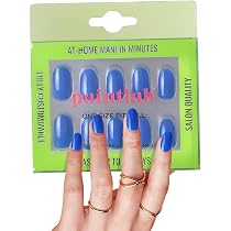 Amazon.com: PaintLab Press-On Nails Manicure Kit, Blue Boom Oval ...