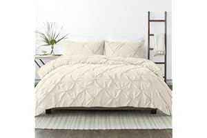 Kotton Culture 600 Thread Count Pinch Pleated Duvet Cover Only 100% Egyptian Cotton Breathable All Season Comforter Cover with Zipper Closure & Corner Ties Sateen Weave (Ivory, Twin)