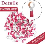 CEEYSEE 100Pcs M6 Red Insulated Ring Terminal Electrical Wire Crimp Connectors view 3