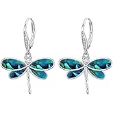 CUOKA MIRACLE Dragonfly Earrings 925 Sterling Silver Hoop Dragonfly Earrings Dangle Drop Opal Earring Dragonflies Jewelry Gifts for Women Wife