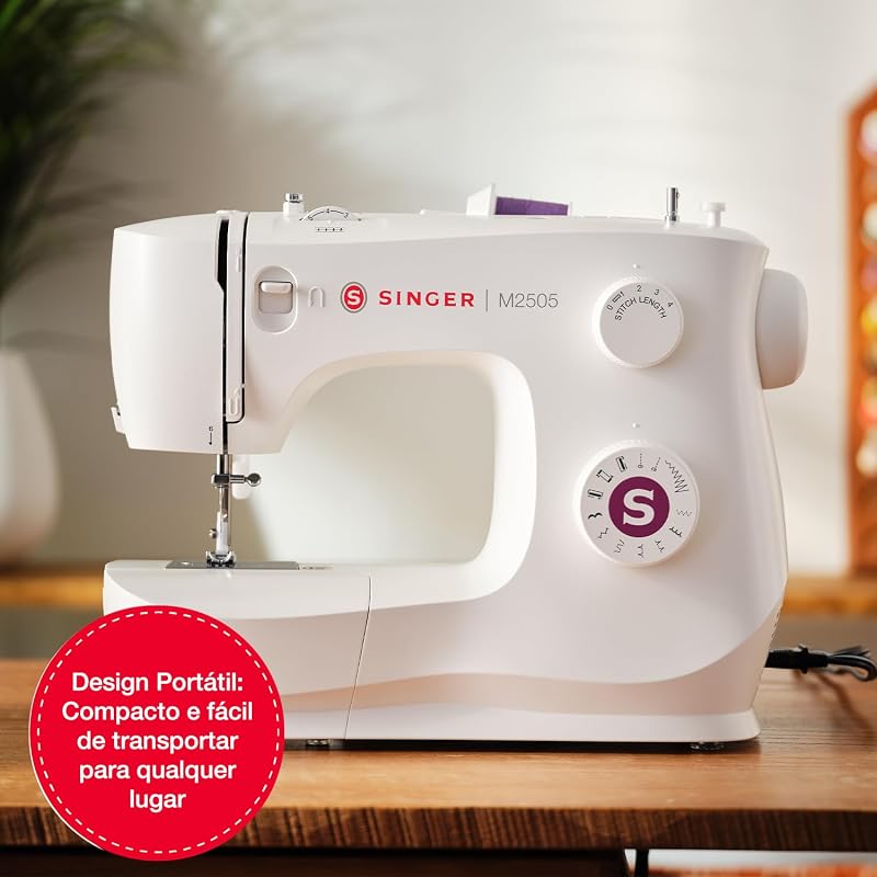M2505 Máquina de Coser Portátil, 11 Puntadas Integradas, Ojal Automático en 4 Pasos, Brazo Libre, Doble Elevación del Prensatelas, Ideal para Principiantes y Manualidades