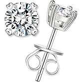 LOVE&LOVE Moissanite Stud Earrings for Women, 18K White Gold Plated Silver Earrings, Sparkly Hypoallergenic Gift for Her Birthday Anniversary Valentines