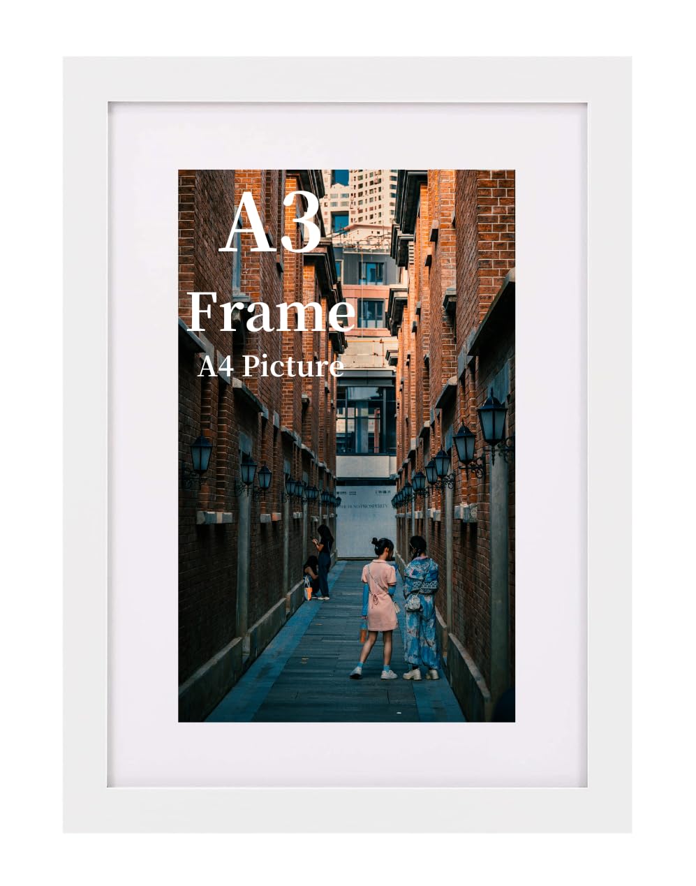 MEGAROOM Wood A3 Picture Frame - A3 Frame for 16.5 x 11.7 Inch (42 x 29.7 cm) Photo Wall Hanging - Photo Frame with Clear Perspex Front - Wall Mounting to Hang Portrait or Landscape (White)