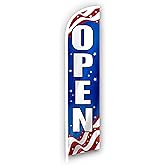 Now Open Flags for Businesses, Advertising Flags for Outside, Restaurant, House, Food Trucks, Events and Fairs - Now Open Banner Feather Flag 12ft x 2.5ft (Pole and hardware are not included)