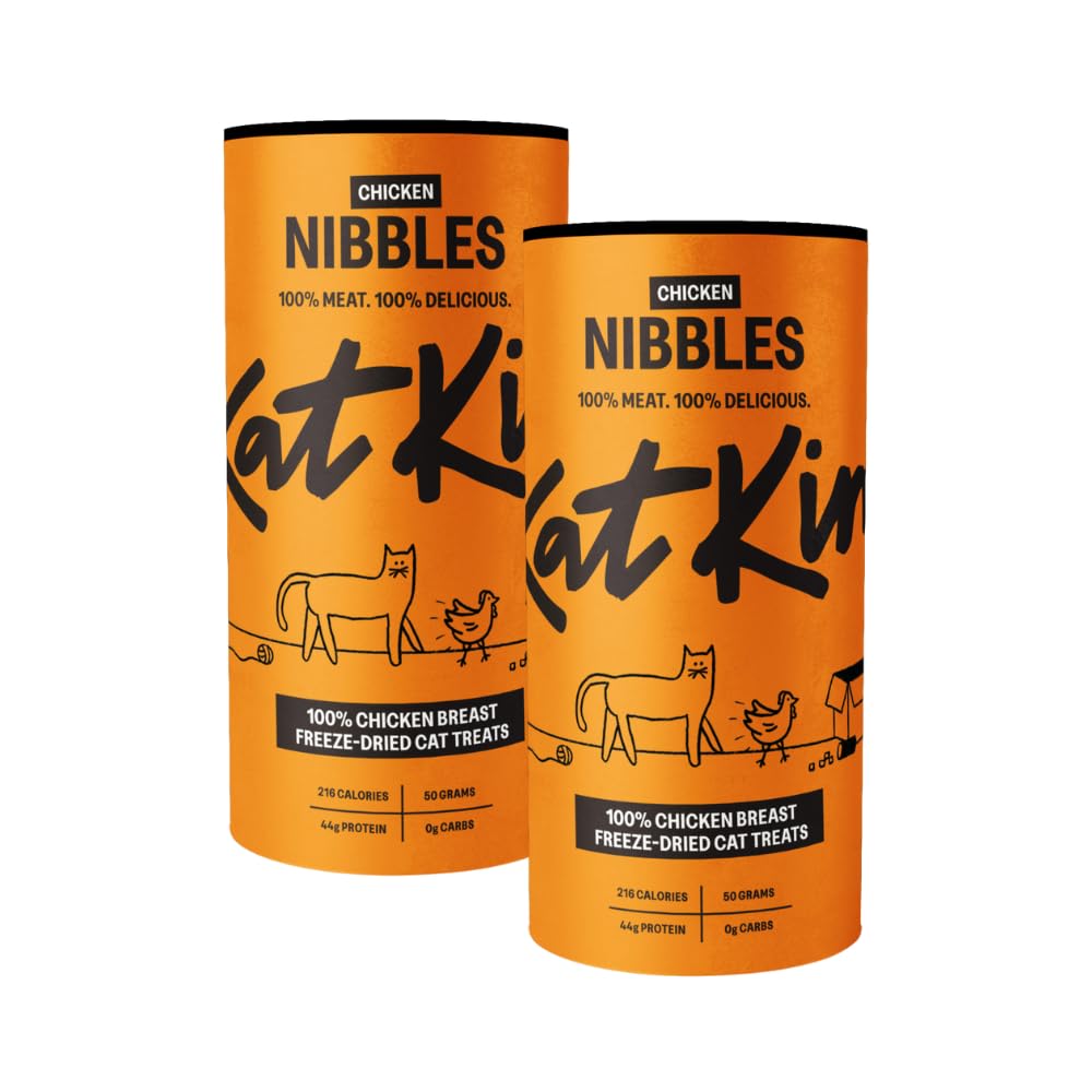 KatKin Chicken Nibbles 2 Pack (2x50g Tubes): Freeze-Dried Cat Treats Made With 100% Fresh Breast - Delicious and Nutritious Treats for Cats and Kittens - Made in the UK
