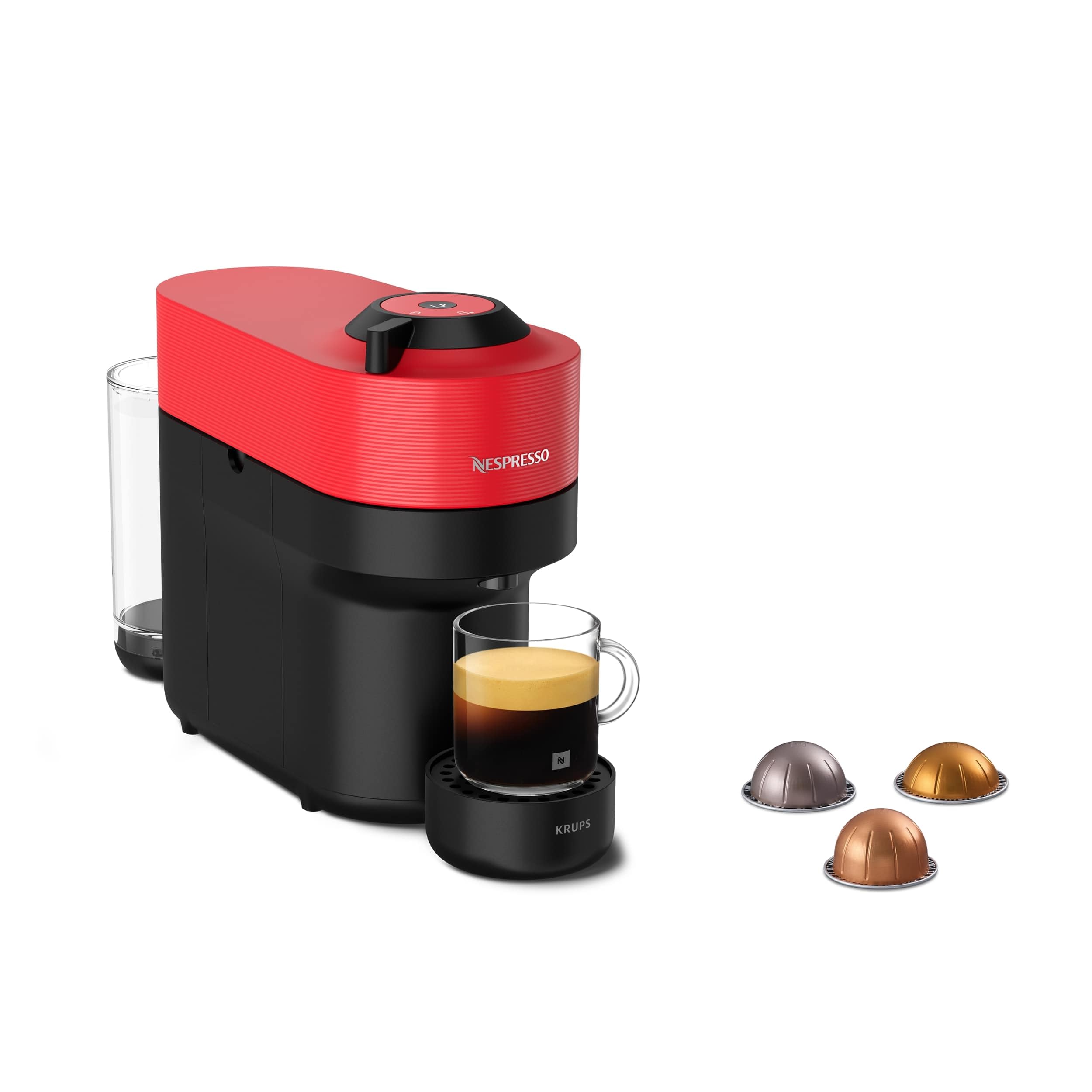Nespresso Krups Vertuo Pop Kaffeekapselmaschine, Kapazität: 560 ml, automatische Kapselerkennung, One-Touch-System, 4 Tassengrößen, verkürzte Aufheizzeit, nachhaltig, Spicy Red, XN9205