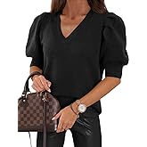 Womens Puff Short Sleeve Sweater Tops 2025 Spring Summer Trendy Casual T Shirts Blouses