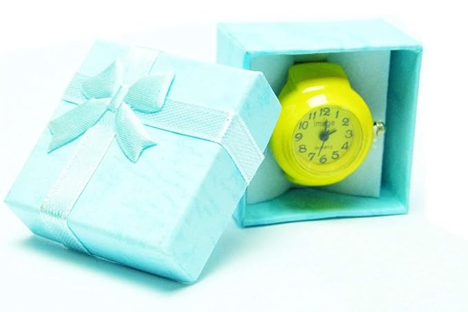 Ringuhr Uhrenring in Geschenkbox, Uhr als Ring, alle Größen Universall Grösse in Gelb Yellow Submarine