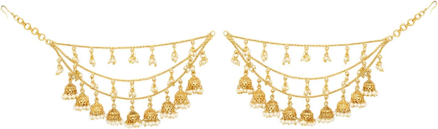 Indian Bollywood Style Wedding Wear Sahara Kaan Chain For Heavy Earrings Support