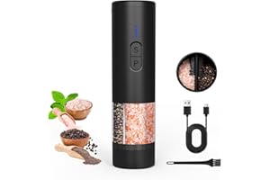 Electric Salt and Pepper Grinder Set, 2 in 1 Dual Bins USB Rechargeable Refillable Automatic Salt and Pepper Mill Shaker with