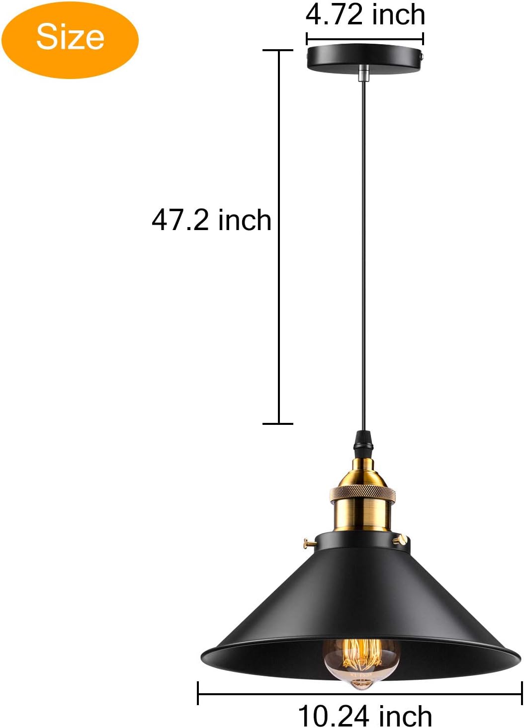 Licperron Industrial Pendant Light E26 E27 Base Vintage Hanging Pendant Lights Retro Pendant Light Fixture Home Kitchen Lighting 3 Pack - - 