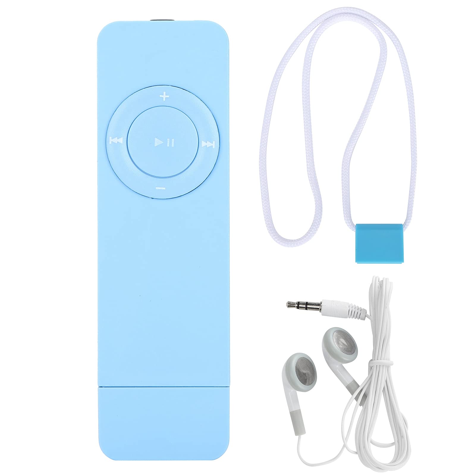 USB MP3 Player Stick, Digital MP3 Music Player with Lanyard and Earphone, Support up to 32GB Expansion Memory Card(Not Included)(Blue)